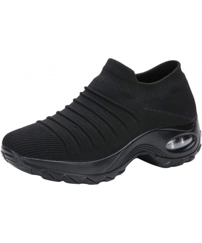 Sneakers for Women 2023 Mesh Up Slip On Platform Sneakers Fashion Comfort Walking Tennis Shoes Breathable Sneakers Black $11....