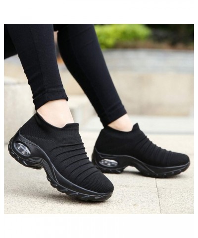 Sneakers for Women 2023 Mesh Up Slip On Platform Sneakers Fashion Comfort Walking Tennis Shoes Breathable Sneakers Black $11....