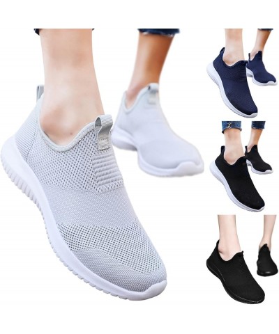 Womens Slip On Sneakers Running Shoes Waterproof Shoes Chunky Trainers Work Shoes Wide Toe Box Comfortable Travel Shoes Blue ...