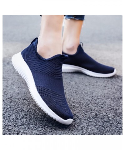 Womens Slip On Sneakers Running Shoes Waterproof Shoes Chunky Trainers Work Shoes Wide Toe Box Comfortable Travel Shoes Blue ...