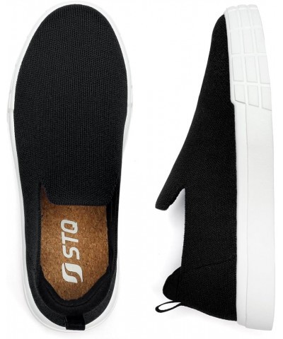 Womens Wide Toe Box Barefoot Shoes Knit Casual Slip on Shoes for Summer Black White $19.67 Loafers & Slip-Ons