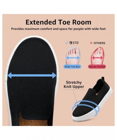 Womens Wide Toe Box Barefoot Shoes Knit Casual Slip on Shoes for Summer Black White $19.67 Loafers & Slip-Ons