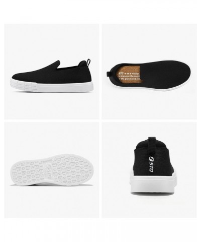 Womens Wide Toe Box Barefoot Shoes Knit Casual Slip on Shoes for Summer Black White $19.67 Loafers & Slip-Ons