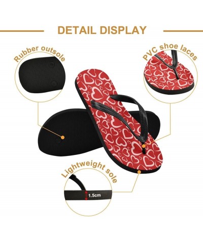 Valentine's Day Hearts Womens Flip Flops Romantic Love Red Summer Beach Sandals Casual Thong Slippers Comfortable Shower Slip...