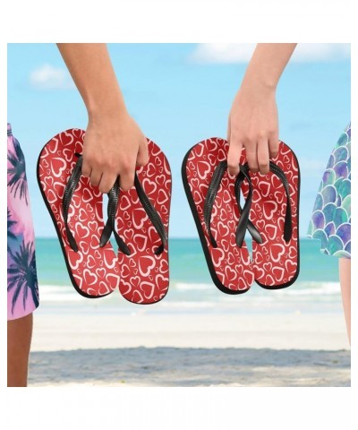 Valentine's Day Hearts Womens Flip Flops Romantic Love Red Summer Beach Sandals Casual Thong Slippers Comfortable Shower Slip...