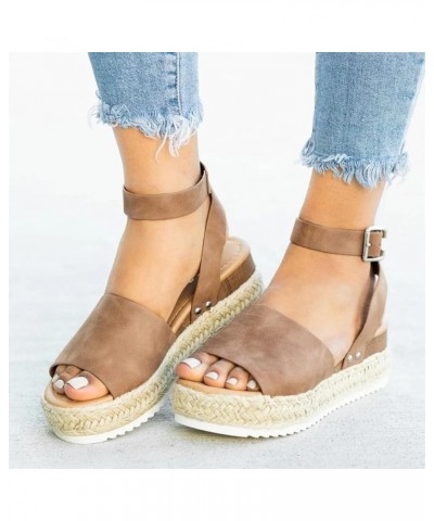 Sandals for Women Closed Toe Casual Wedges Platforms Sandals Women's Shoes Toe Women's sandals Brown➤➤2024 Shoes for Women $1...