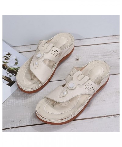 Women Summer Roman Comfy Sandals Flat Bottomed Slip on Clip Toe Flip Flops Sandals With Arch Support White $8.98 Sandals