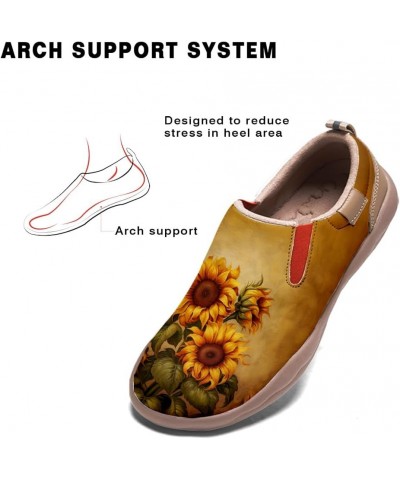 Walking Shoes for Women Slip Ons Casual Leather Loafers Comfortable Art Painted Travel Sneaker Sunflowers Sunflowers-27 $35.5...