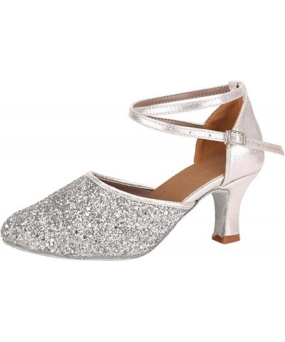 Women's Professional Latin Dance Shoes Satin Salsa Ballroom Wedding Performance Sparkly dance Dancing Shoes 03_silver $17.99 ...