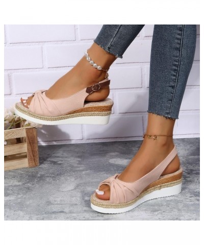 Heeled sandals Black sandals sandalias Con Plataforma Para Mujer sandals Women Wedge Comfort High Heeled sandals For Pink-e $...