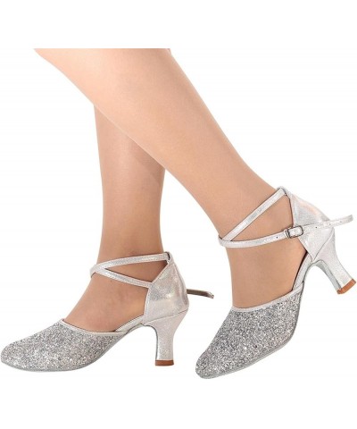 Women's Professional Latin Dance Shoes Satin Salsa Ballroom Wedding Performance Sparkly dance Dancing Shoes 03_silver $17.99 ...