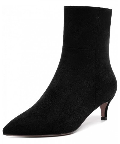 Womens Dating Fashion Pointed Toe Side Zipper Suede Fall and Winter Kitten Low Heel Ankle High Boots 2 Inch Black $40.95 Boots