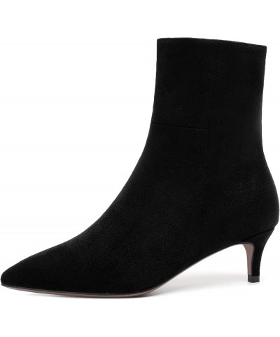 Womens Dating Fashion Pointed Toe Side Zipper Suede Fall and Winter Kitten Low Heel Ankle High Boots 2 Inch Black $40.95 Boots