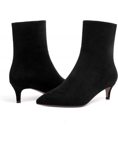 Womens Dating Fashion Pointed Toe Side Zipper Suede Fall and Winter Kitten Low Heel Ankle High Boots 2 Inch Black $40.95 Boots