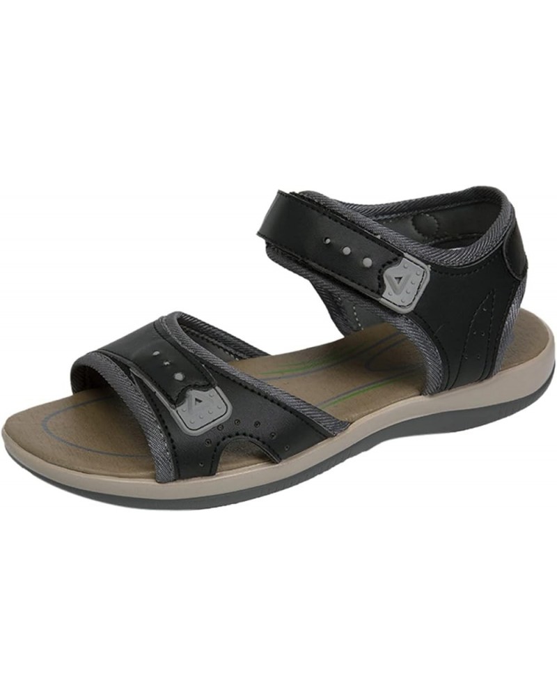 Roman Beach Thong Shoes, Women's Summer Strappy Flat Sandals, Adjustable Casual Sandal with Open Toe Black $14.98 Sandals