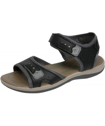 Roman Beach Thong Shoes, Women's Summer Strappy Flat Sandals, Adjustable Casual Sandal with Open Toe Black $14.98 Sandals