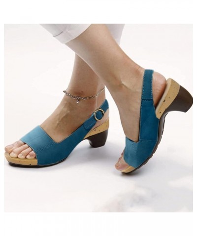 Comfortable Chunky Heeled sandals Girls' sandals 5 Inch Heels sandals Women Fashion 3 Inch Heeled sandals For Women Bl Light ...