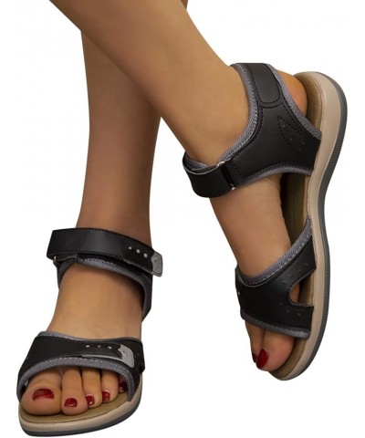 Roman Beach Thong Shoes, Women's Summer Strappy Flat Sandals, Adjustable Casual Sandal with Open Toe Black $14.98 Sandals