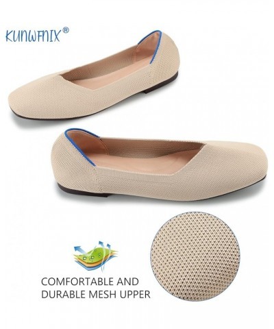 Women's Ballet Flats Foldable Knit Loafer Comfort Slip On Flat for Women Classic Softable Dress Shoes Square_beige $11.01 Flats