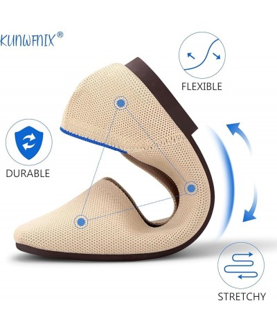 Women's Ballet Flats Foldable Knit Loafer Comfort Slip On Flat for Women Classic Softable Dress Shoes Square_beige $11.01 Flats