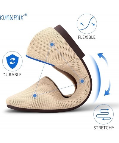 Women's Ballet Flats Foldable Knit Loafer Comfort Slip On Flat for Women Classic Softable Dress Shoes Square_beige $11.01 Flats