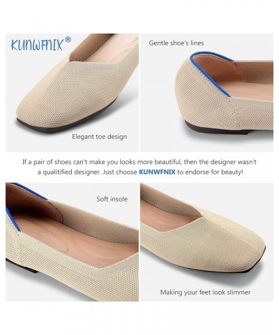 Women's Ballet Flats Foldable Knit Loafer Comfort Slip On Flat for Women Classic Softable Dress Shoes Square_beige $11.01 Flats