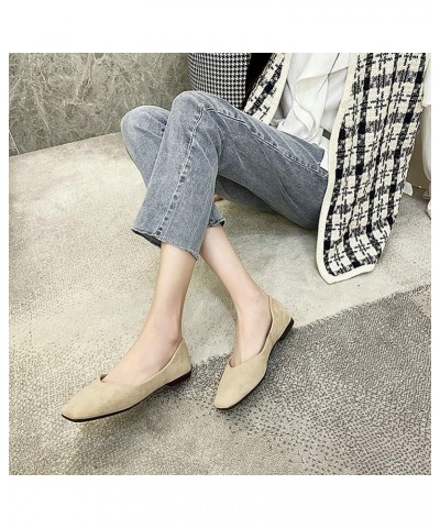 Women's Ballet Flats Foldable Knit Loafer Comfort Slip On Flat for Women Classic Softable Dress Shoes Square_beige $11.01 Flats