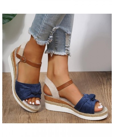 Women's Elastic Strappy Toe Post Ankle Strap Summer Buckle Sandals Athletic Yoga Mat Slip-on Shoes 104-htrns-g-blue $15.55 Sa...