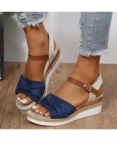 Women's Elastic Strappy Toe Post Ankle Strap Summer Buckle Sandals Athletic Yoga Mat Slip-on Shoes 104-htrns-g-blue $15.55 Sa...