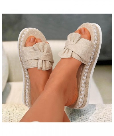 Women Comfy Arch Support Braided Flats Sandals Elastic Strappy Peep Toe Summer Slide Shoes 173-zoxro-7-beige $15.84 Sandals