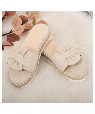 Women Comfy Arch Support Braided Flats Sandals Elastic Strappy Peep Toe Summer Slide Shoes 173-zoxro-7-beige $15.84 Sandals