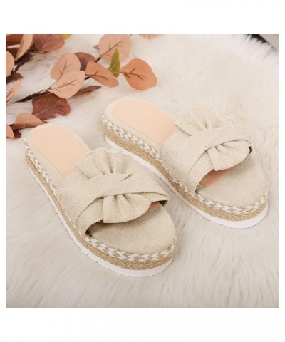 Women Comfy Arch Support Braided Flats Sandals Elastic Strappy Peep Toe Summer Slide Shoes 173-zoxro-7-beige $15.84 Sandals