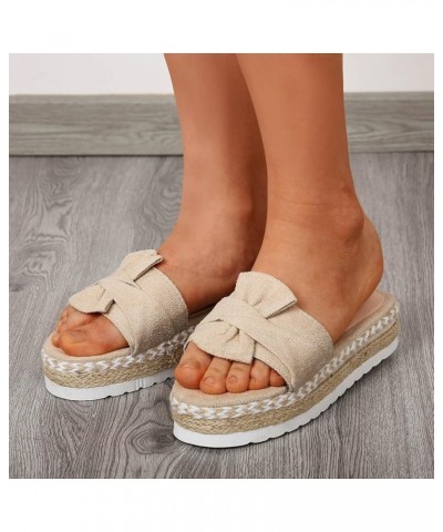 Women Comfy Arch Support Braided Flats Sandals Elastic Strappy Peep Toe Summer Slide Shoes 173-zoxro-7-beige $15.84 Sandals