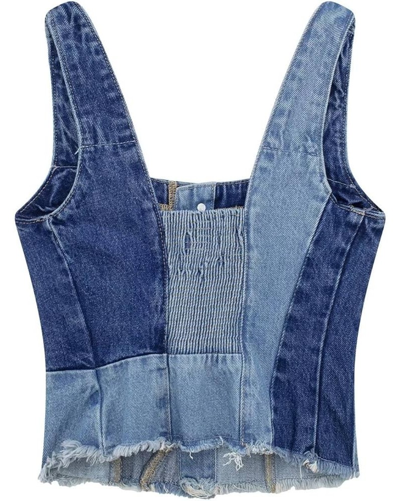 Camisole with Lace Trim Short Slim Fit Strap Style Denim Vest Top Top Women Cotton Blue-d - Womens Denim Vest Sleeveless $11....