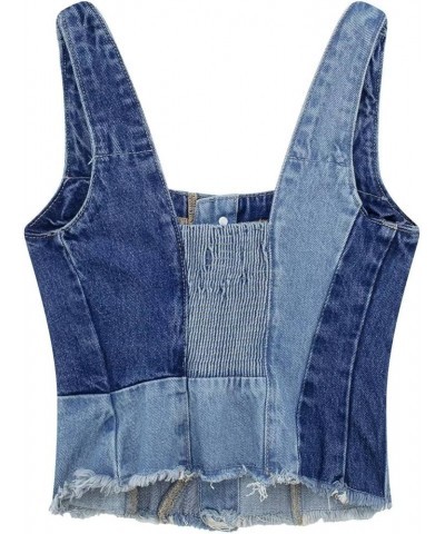 Camisole with Lace Trim Short Slim Fit Strap Style Denim Vest Top Top Women Cotton Blue-d - Womens Denim Vest Sleeveless $11....