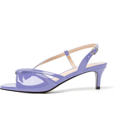 Womens Fashion Bridal Dress Buckle Patent Open Toe Slingback Kitten Low Heel Heeled Sandals 2 Inch Lavender $35.24 Sandals