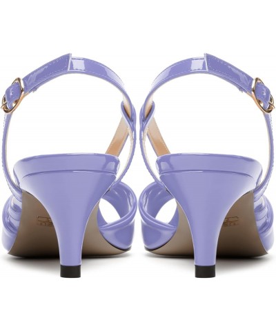 Womens Fashion Bridal Dress Buckle Patent Open Toe Slingback Kitten Low Heel Heeled Sandals 2 Inch Lavender $35.24 Sandals