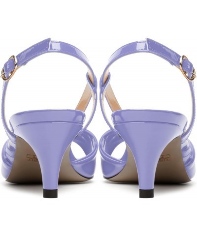 Womens Fashion Bridal Dress Buckle Patent Open Toe Slingback Kitten Low Heel Heeled Sandals 2 Inch Lavender $35.24 Sandals