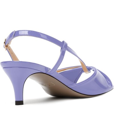 Womens Fashion Bridal Dress Buckle Patent Open Toe Slingback Kitten Low Heel Heeled Sandals 2 Inch Lavender $35.24 Sandals