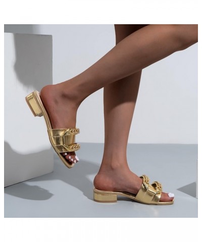 Womens Square Toe Stiletto, Women's Low Block Heels Chunky Sandals Ankle Strap Wedding Dress Pump Shoes B-gold $15.05 Sandals