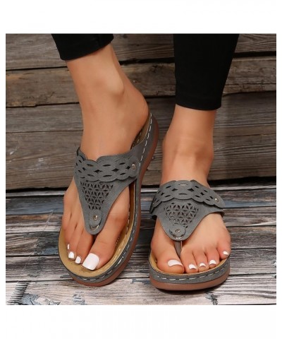 Breathable Sandals for Female Flip Flops for Ladies Summer Wedges Shoes Women Slipper Bohemian Sandals Fashion Grey $16.11 Sa...