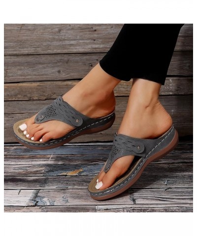 Breathable Sandals for Female Flip Flops for Ladies Summer Wedges Shoes Women Slipper Bohemian Sandals Fashion Grey $16.11 Sa...