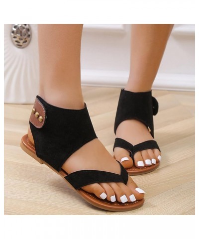 Womens Sandals Casual Women's White Lace Flowers Flat Sandals Clip Toe Slides Vintage Boho Ring Toe Strappy We1 Black $10.38 ...