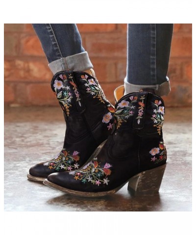 Cowboy Boots for Women 2022 Western Cowgirl Ankle Booties Vintage Embroidered Pull On Knee High Wide Calf Heeled Boot Dhufhdi...