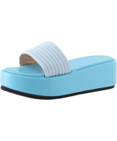 Sandals for Women Dressy Summer,Womens Slip On Suede Open Toe Platform Slippers Comfy Thick Bottom Sandals Light Blue $15.29 ...