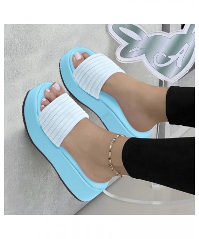 Sandals for Women Dressy Summer,Womens Slip On Suede Open Toe Platform Slippers Comfy Thick Bottom Sandals Light Blue $15.29 ...