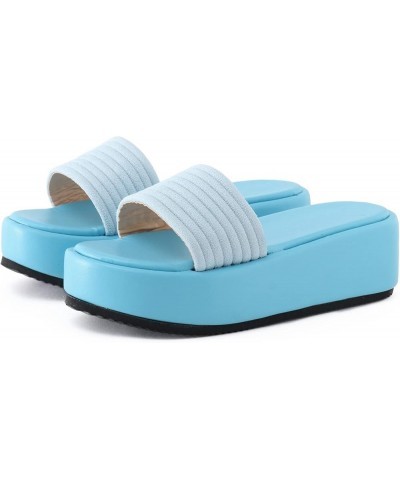 Sandals for Women Dressy Summer,Womens Slip On Suede Open Toe Platform Slippers Comfy Thick Bottom Sandals Light Blue $15.29 ...