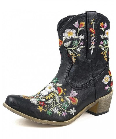 Cowboy Boots for Women 2022 Western Cowgirl Ankle Booties Vintage Embroidered Pull On Knee High Wide Calf Heeled Boot Dhufhdi...