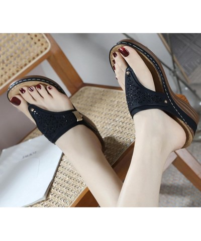 Strap Sandals Sandals Comfy Slider Roman T Open Women Toe Summer Support Slip Flip Flops Flat On Flip Flops for X2-black $14....