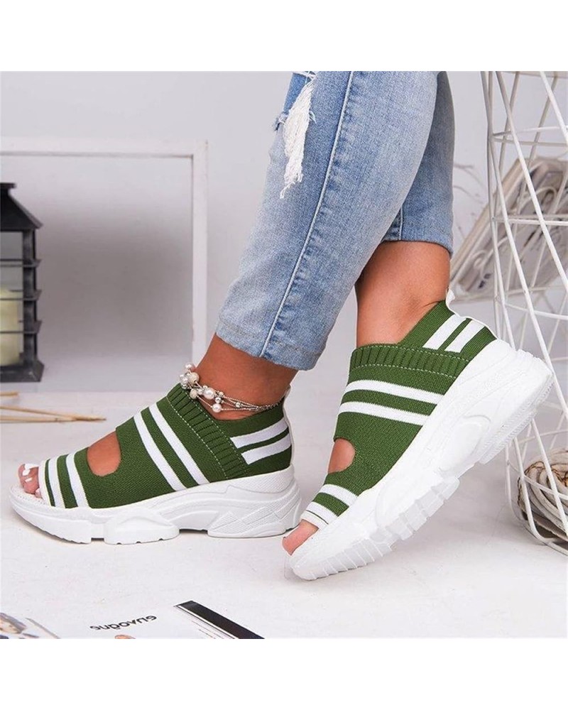 Women's Sandals Wedge Heel Comfortable Sports Knit Sandals Thick Fish Mouth Beach Casual Sandals Summer Open Shoes Flip Flops...